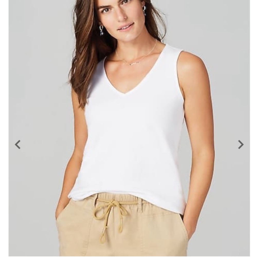j jill White Sleeveless V Neck Tee- Pima Cotton- Size Large